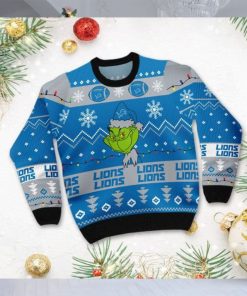 Detroit Lions American NFL Football Team Logo Cute Grinch 3D Men And Women Ugly Sweater Shirt For Sport Lovers On Christmas Days3