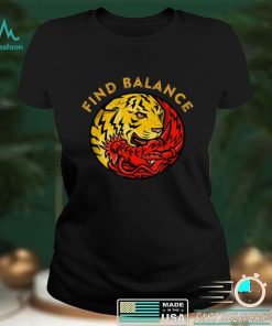 Find Balance Tiger Dragon Yin Yang Symbol Yoga Meditation T Shirt