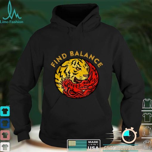 Find Balance Tiger Dragon Yin Yang Symbol Yoga Meditation T Shirt