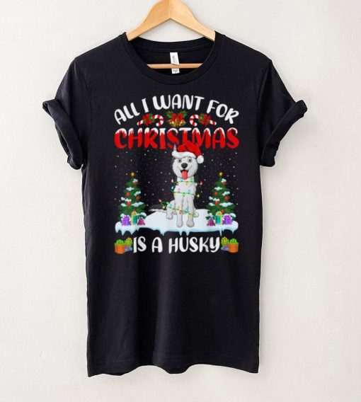 Funny Santa Hat All I Want For Christmas Is A Husky T Shirt