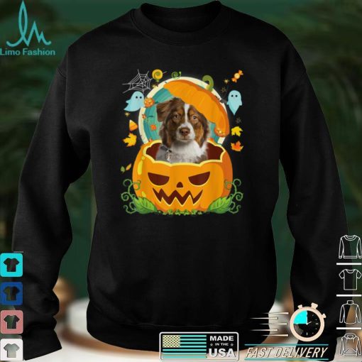Happy Halloween Pumpkin Aussie Dog Witch Cute Hat Lover T Shirt