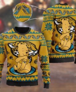 Jacksonville Jaguars NFL American Football Team Logo Cute Winnie The Pooh Bear 3D Ugly Christmas Sweater Shirt For Men And Women On Xmas Days