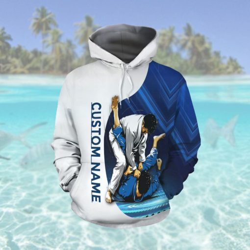 Jiu Jitsu Blue Custom Name 3D All Over Print Hoodie Shirt For Martial Artists And BJJ Lovers In Daily Life