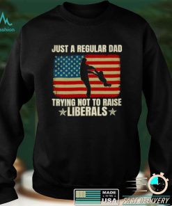 Just a regular dad trying not to raise liberals Flag shirt