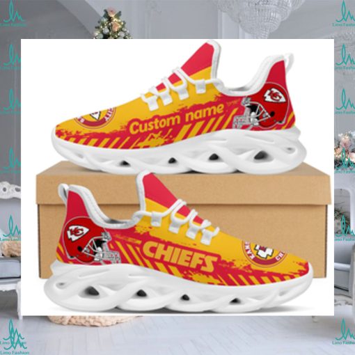 Kansas City Chiefs American NFL Football Team Helmet Logo Custom Name Personalized Men And Women Max Soul Sneakers Shoes For Fan