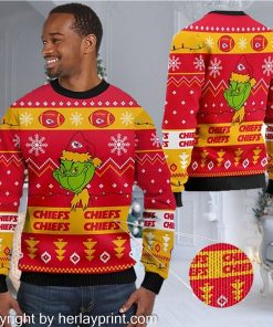 Kansas City Chiefs American NFL Football Team Logo Cute Grinch 3D Men And Women Ugly Sweater Shirt For Sport Lovers On Christmas