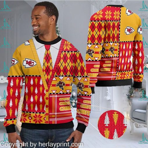 Kansas City Chiefs NFL American Football Team Cardigan Style 3D Men And Women Ugly Sweater Shirt For Sport Lovers On Christmas