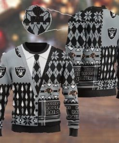 Las Vegas Raiders NFL American Football Team Cardigan Style 3D Men And Women Ugly Sweater Shirt For Sport Lovers On Christmas Days