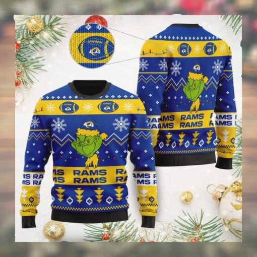 Los Angeles Rams American NFL Football Team Logo Cute Grinch 3D Men And Women Ugly Sweater Shirt For Sport Lovers On Christmas Days