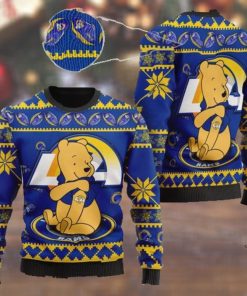 Los Angeles Rams NFL American Football Team Logo Cute Winnie The Pooh Bear 3D Ugly Christmas Sweater Shirt For Men And Women On Xmas Days