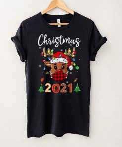Matching Family Christmas 2021 Plaid Mask Rudolph Reindeer T Shirt 4
