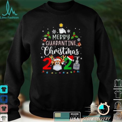 Merry Quarantine Christmas 2021 Reindeer Boys Xmas shirt