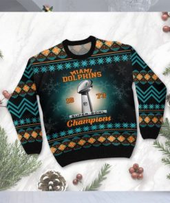 Miami Dolphins Super Bowl Champions NFL Cup Ugly Christmas Sweater Sweatshirt Holiday Party 2021 Plus Size For Men Women On Xmas Party2