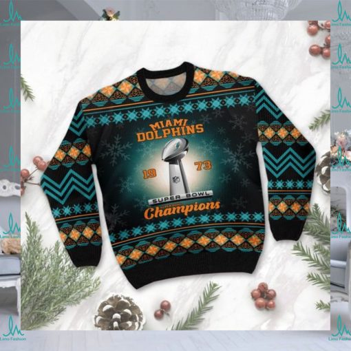 Miami Dolphins Super Bowl Champions NFL Cup Ugly Christmas Sweater Sweatshirt Holiday Party 2021 Plus Size For Men Women On Xmas Party2