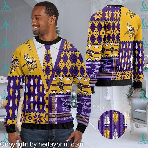 Minnesota Vikings NFL American Football Team Cardigan Style 3D Men And Women Ugly Sweater Shirt For Sport Lovers On Christmas