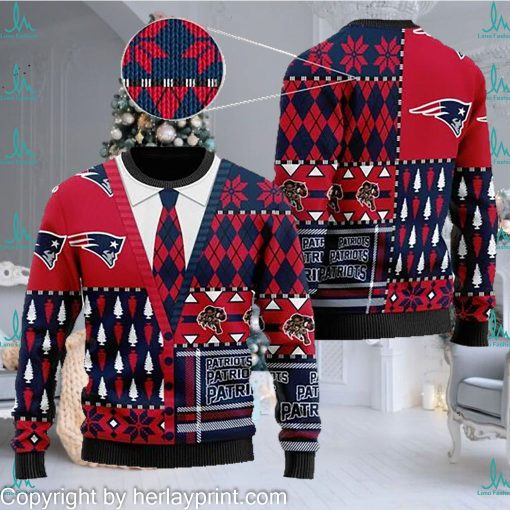 New England Patriots NFL American Football Team Cardigan Style 3D Men And Women Ugly Sweater Shirt For Sport Lovers On Christmas