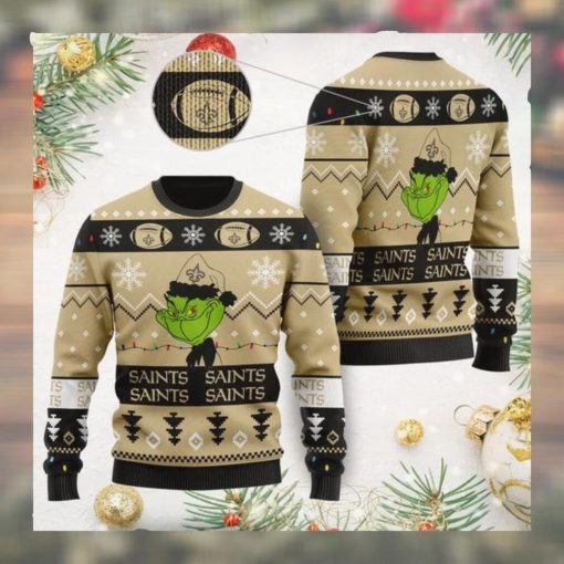 New Orleans Saints American NFL Football Team Logo Cute Grinch 3D Men And Women Ugly Sweater Shirt For Sport Lovers On Christmas Days