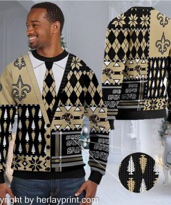 New Orleans Saints NFL American Football Team Cardigan Style 3D Men And Women Ugly Sweater Shirt For Sport Lovers On Christmas