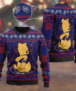 New York Giants NFL American Football Team Logo Cute Winnie The Pooh Bear 3D Ugly Christmas Sweater Shirt For Men And Women On Xmas
