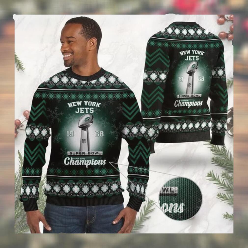 New York Jets Super Bowl Champions NFL Cup Ugly Christmas Sweater Sweatshirt Party New York Jets Super Bowl Champions NFL Cup Ugly Christmas Sweater Sweatshirt Party