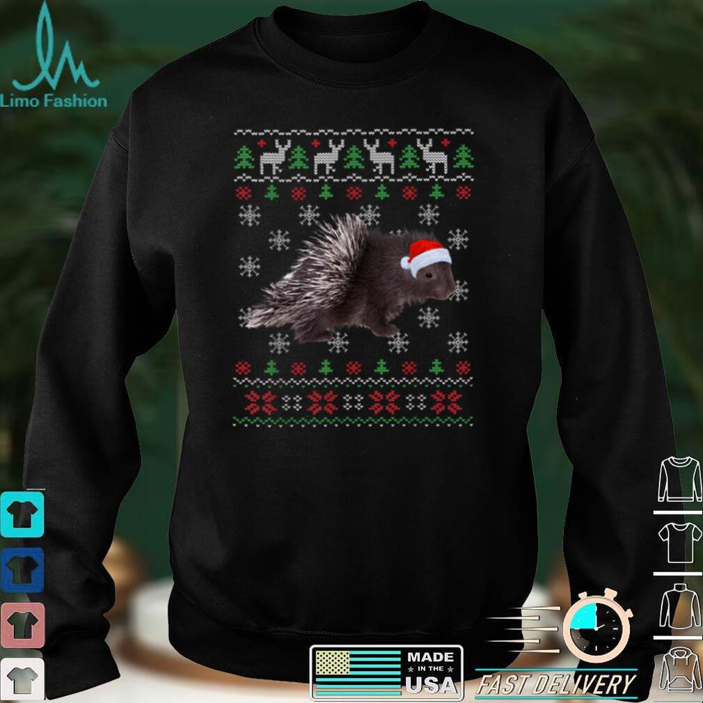 Official Funny Ugly Sweater Xmas Animals Christmas Porcupine Lover T Shirt
