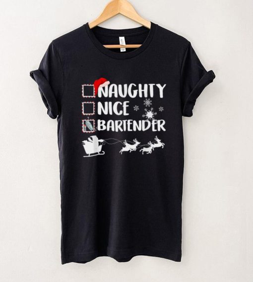 Official Naughty Nice Bartender Christmas Pajama Xmas T Shirt