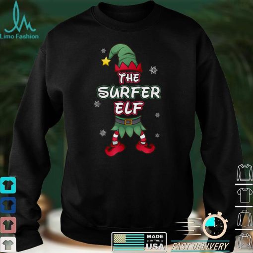Official Surfer Elf christmas pajamas pjs matching family group T Shirt
