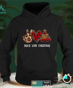 Peace Love Christmas Leopard Plaid Prints Merry Xmas Shirt