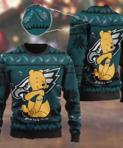 Philadelphia Eagles NFL American Football Team Logo Cute Winnie The Pooh Bear 3D Ugly Christmas Sweater Shirt For Men And Women On Xmas