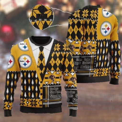 Pittsburgh Steelers NFL American Football Team Cardigan Style 3D Men And Women Ugly Sweater Shirt For Sport Lovers On Christmas Days