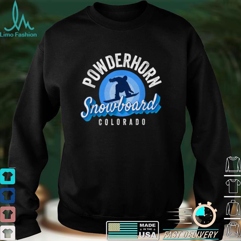 Powderhorn Colorado Boys Blue Snowboard Powder Co Retro Gear T Shirt