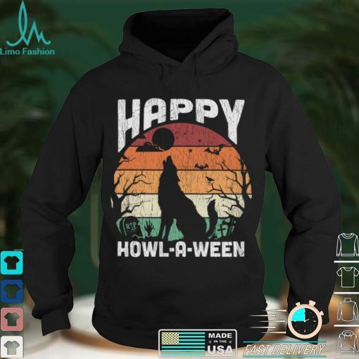 Retro Happy Halloween Adult Kids Halloween Costume Wolf Long Sleeve T Shirt