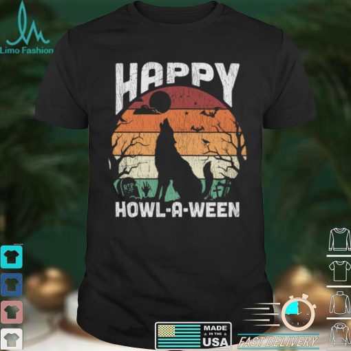 Retro Happy Halloween Adult Kids Halloween Costume Wolf Long Sleeve T Shirt