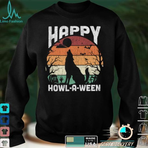 Retro Happy Halloween Adult Kids Halloween Costume Wolf Long Sleeve T Shirt