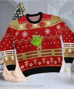 San Francisco 49ers American NFL Football Team Logo Cute Grinch 3D Men And Women Ugly Sweater Shirt For Sport Lovers On Christmas