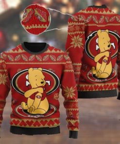 San Francisco 49ers NFL American Football Team Logo Cute Winnie The Pooh Bear 3D Ugly Christmas Sweater Shirt For Men And Women On Xmas