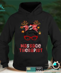 Santas Favorite Massage Therapist Funny Messy Bun Christmas T Shirt
