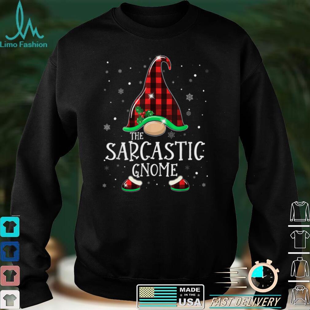 Sarcastic Gnome Buffalo Plaid Matching Christmas 2021 Pajama T Shirt