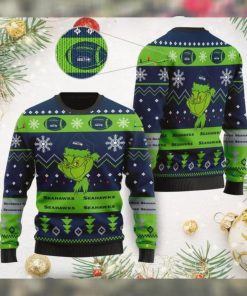 Seattle Seahawks American NFL Football Team Logo Cute Grinch 3D Men And Women Ugly Sweater Shirt For Sport Lovers On Christmas Days