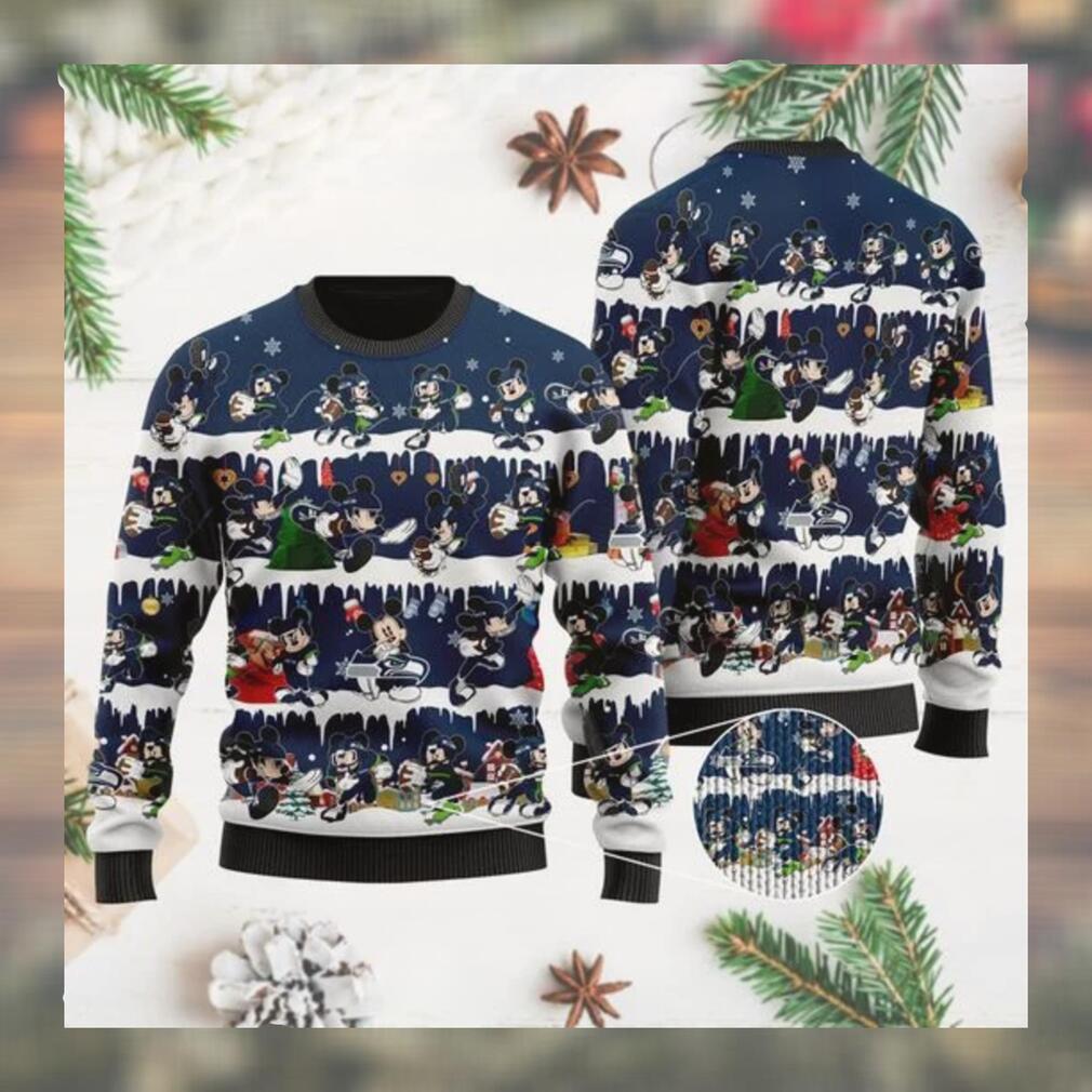 Seattle Seahawks Mickey NFL American Football Ugly Christmas Sweater Sweatshirt Party