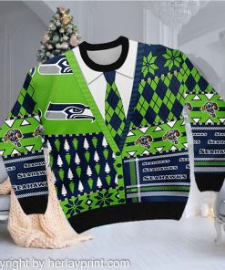 Seattle Seahawks NFL American Football Team Cardigan Style 3D Men And Women Ugly Sweater Shirt For Sport Lovers On Christmas