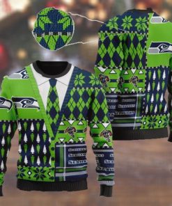 Seattle Seahawks NFL American Football Team Cardigan Style 3D Men And Women Ugly Sweater Shirt For Sport Lovers On Christmas Days