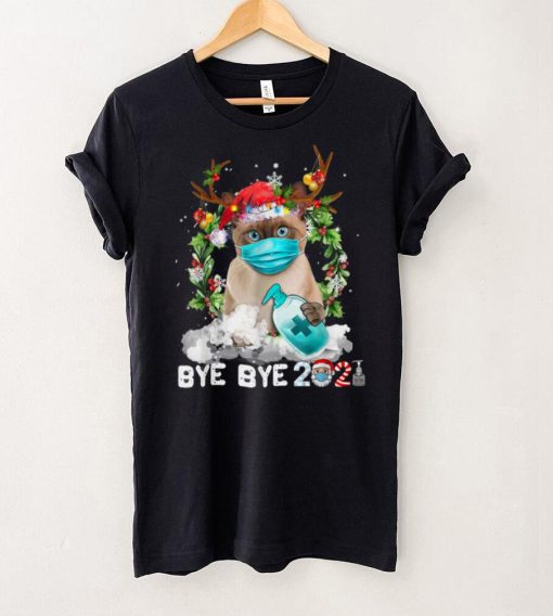 Siamese Cat Christmas Face Mask Bye Bye 2021 Xmas Kitten T Shirt
