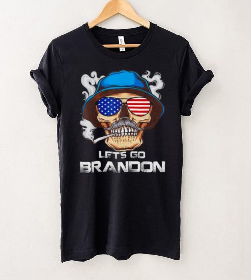 Skull Smoking Lets Go Brandon Lets Go Brandon American Flag shirt