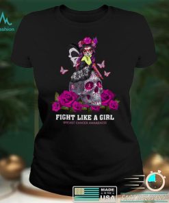 Sugar Skull Fight Breast Cancer Awareness Like A Girl T Shirt