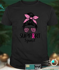 Support Squad Messy Bun Leopard Pink Breast Cancer Awareness T Shirt
