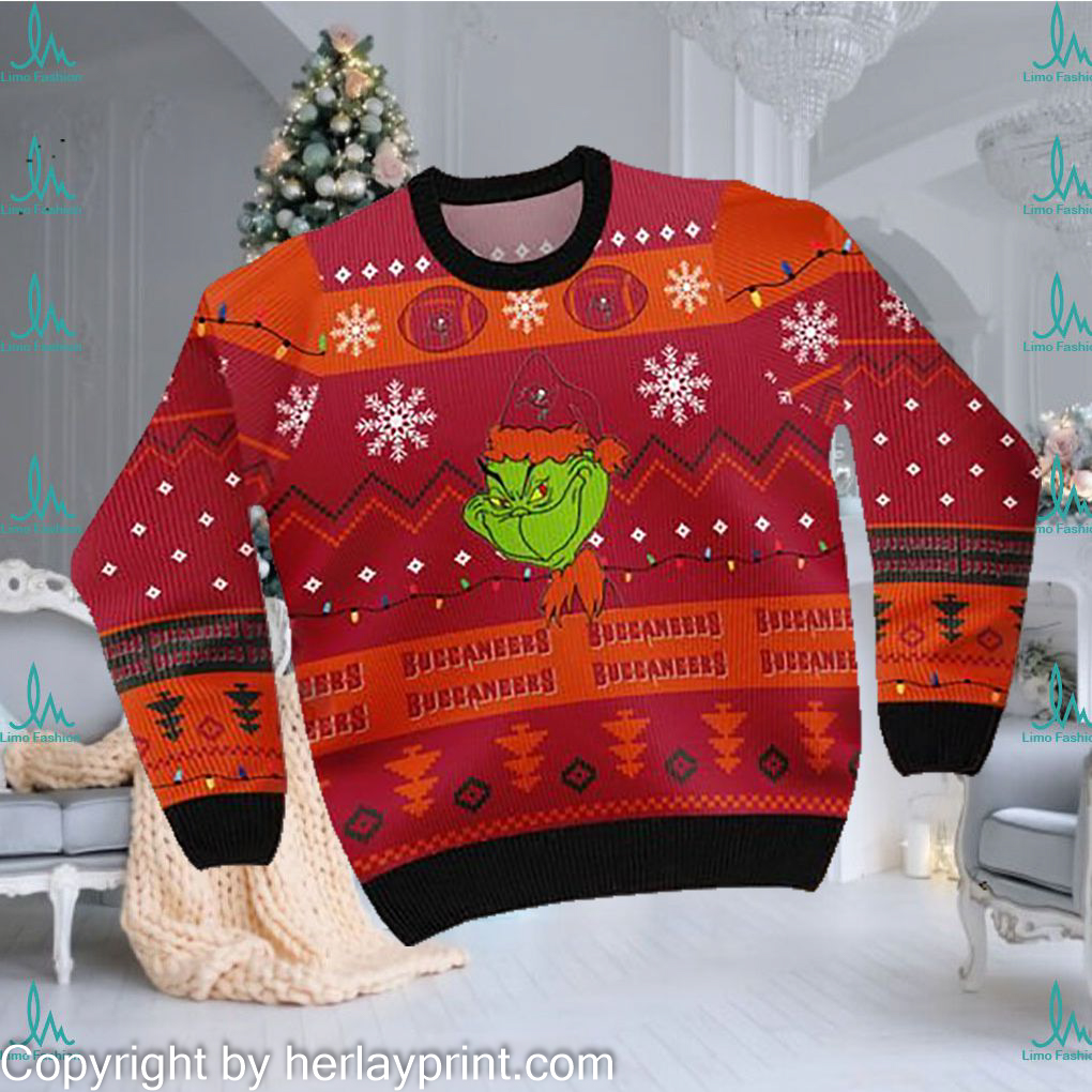 Tampa Bay Buccaneers American NFL Football Team Logo Cute Grinch 3D Men And Women Ugly Sweater Shirt For Sport Lovers On Christmas