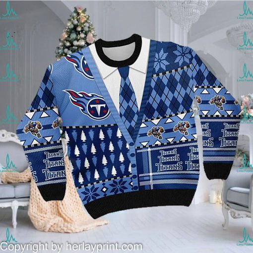 Tennessee Titans NFL American Football Team Cardigan Style 3D Men And Women Ugly Sweater Shirt For Sport Lovers On Christmas