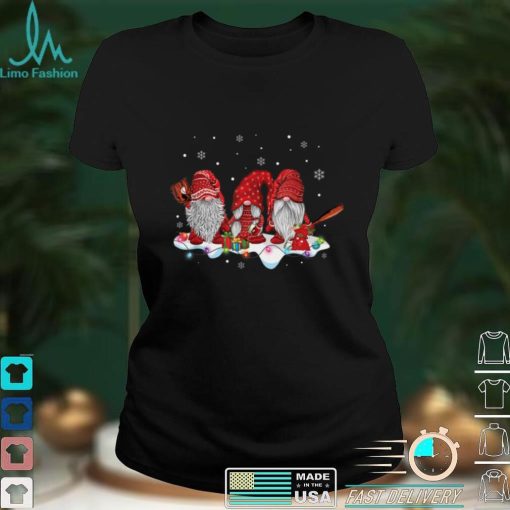 Three Nordic Gnomes Merry Christmas Lights Gnome Xmas T Shirt