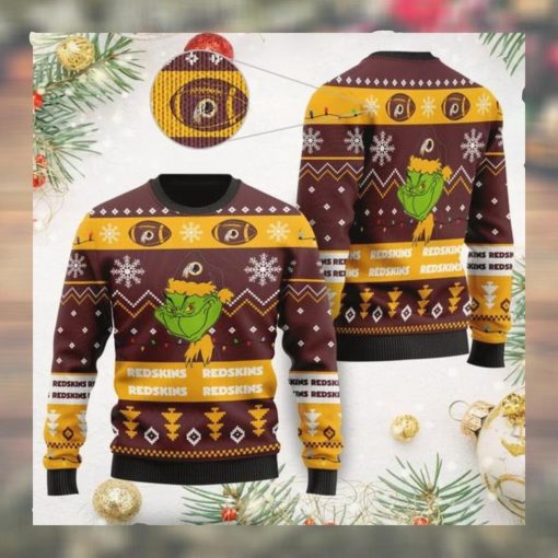 Washington Redskins American NFL Football Team Logo Cute Grinch 3D Men And Women Ugly Sweater Shirt For Sport Lovers On Christmas Days